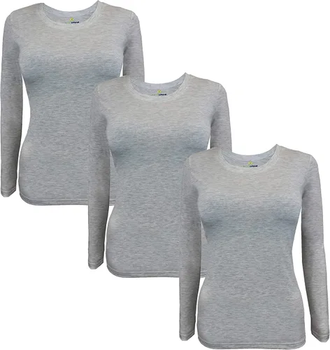 Vista 55 de Natural Uniforms Camiseta Under Scrub para mujer, cuello redondo, manga larga, paquete de 3, paquete múltiple de 3