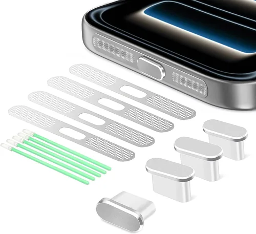 Vista 15 de Tapón Antipolvo USB C, Cubierta de Puerto USB C Tipo C Tapón Cubierta de Puerto de Carga Cubierta Antipolvo de Altavoz, Accesorios para iPhone 17