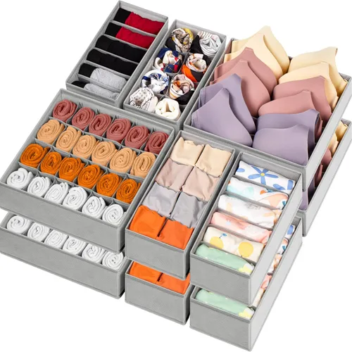 Vista 8 de Organizador de Cajones para Ropa, Juego de 8 Organizadores de Cajones para Ropa de Bebé, Ropa Interior, Calcetines, Organización y Almacenamiento