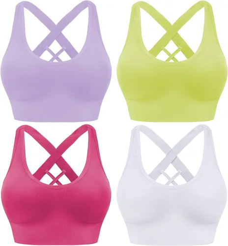 Vista 19 de High Support Sports Bras for Women, Padded Criss Cross Seamless 3-5Pack
