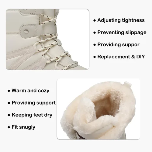 Vista 3 de AZBZCZ Botas de nieve de invierno para mujer, impermeables, antideslizantes, con forro de piel fría, zapatos cómodos