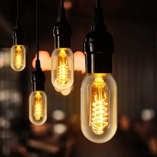 Vista 5 de Paquete de 4 bombillas LED T45/T14, bombillas Edison vintage de 4 W, 2700 K, 550 lúmenes, equivalentes a 40 W, bombillas de tubo ámbar amarillo