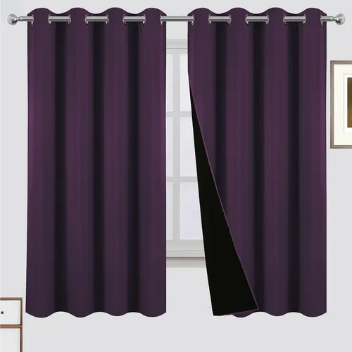 Vista 33 de LEMOMO Cortinas 100% opacas de 38 x 54 pulgadas, 2 paneles de oscurecimiento con aislamiento térmico para dormitorio