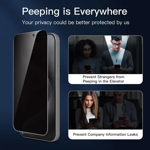 Vista 142 de NEW'C Paquete de 3 protectores de pantalla de privacidad para iPhone Air/iPhone 17 Air (6.5 pulgadas), película de vidrio templado antiespía