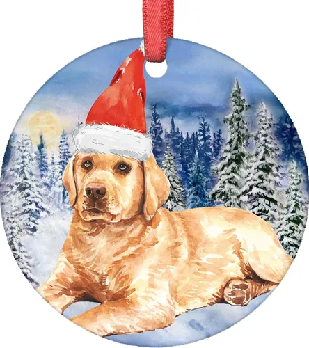 Vista 11 de Adorno de Navidad 2021 Perro Coton De Tulear Santa Porcelana Adorno de Navidad Coton De Tulear Cachorro Mascota Adornos de Árbol de Navidad Redondo