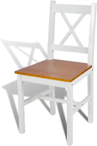 Vista 4 de Dining Chairs Set of 2, White and Natural Wood Finish Solid Pine Wood Chairs with Ergonomic Design for Kitchen Dining Room and Small Spaces