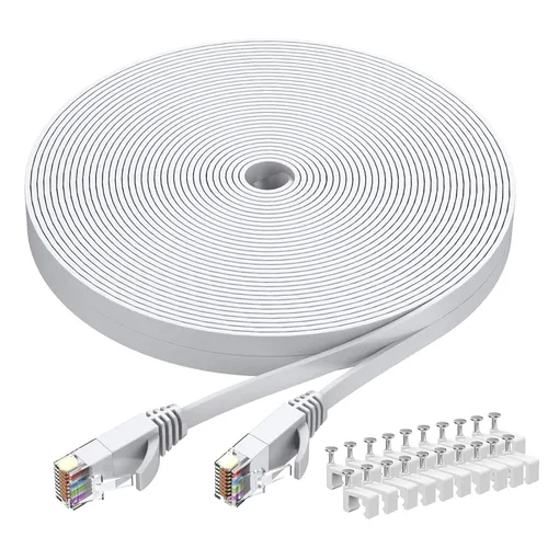 Vista 12 de BUSOHE Cable Ethernet Cat6 de 6 pies, 2 unidades, blanco, Cat-6 plano RJ45 para computadora, Internet LAN, red Ethernet, cable de conexión Ethernet