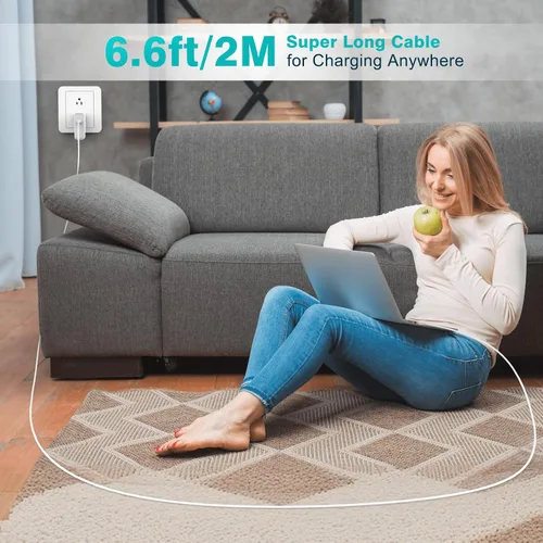 Vista 6 de Cable USB C a USB C de 240 W de 6.6 pies, cable de carga USB-C tipo C de carga rápida para MacBook Pro MacBook Air Charger, iPad Pro 13 12.9 11