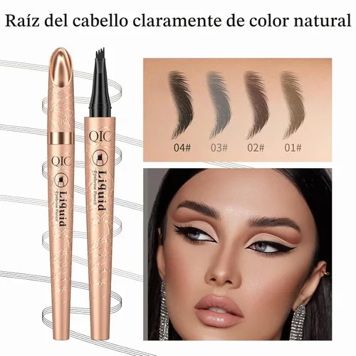 Vista 7 de Yulinlon Q706 Bolígrafo para cejas, de 4 puntas, maquillaje de cejas preciso, duradero e impermeable (1# Marrón claro)