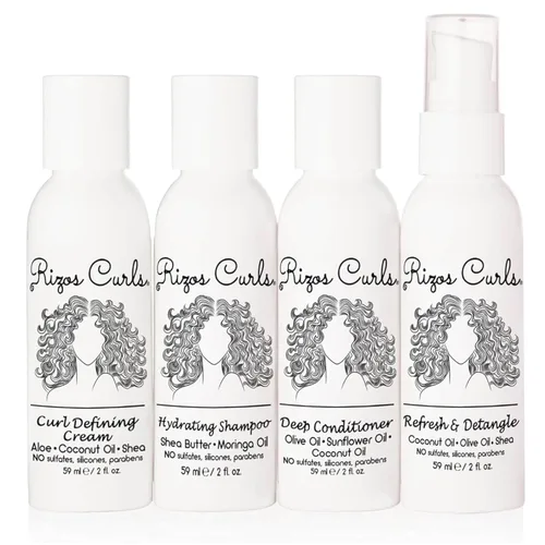 Vista 7 de Rizos Curls Trio Travel Kit de Rizos, incluye champú hidratante de viaje, acondicionador profundo de viaje, crema de rizos de viaje, limpia