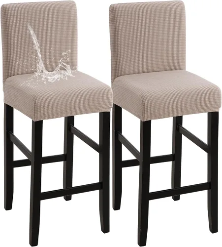 Vista 30 de YISUN - Fundas para taburete de bar, mezcla de forro polar elástico y poliéster, lavables y removibles, para taburete de bar y silla alta, con Beige