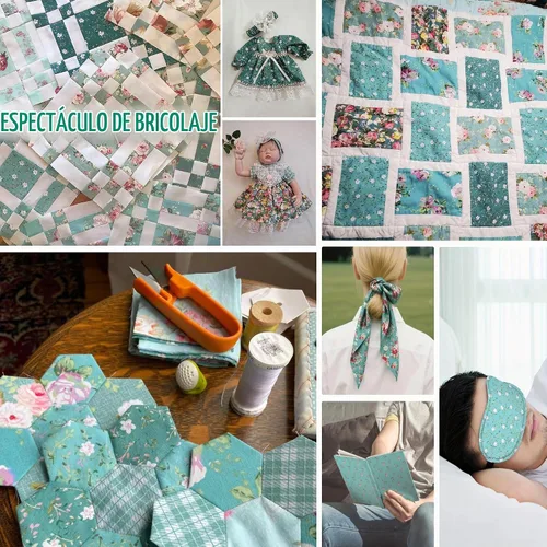 Vista 3 de Green Fat Quarters - Paquetes de tela de edredón precortado, 18 x 22 pulgadas (floral verde)