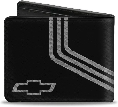 Vista 2 de Buckle-Down - Cartera plegable de poliuretano para hombre 3 rayas negrocarbón multicolor 4 x 35 pulgadas