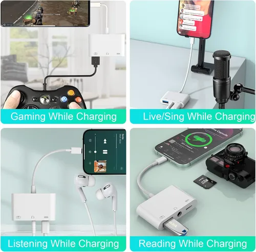 Vista 4 de Adaptador auxiliar Lightning USB 3 en 1