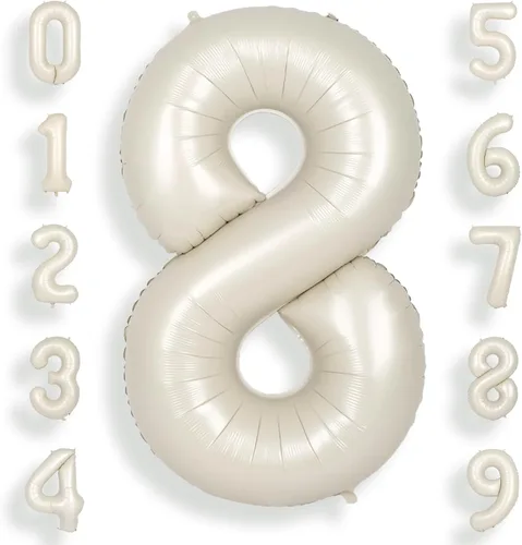 Vista 47 de SUWEN Globos de helio grandes de 102 cm (40 pulgadas) con letra S en color crema. Globos grandes de papel de aluminio con letra en helio, de A a Z.