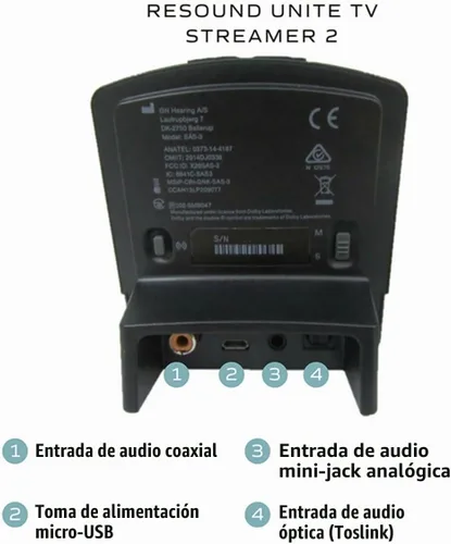 Vista 2 de para Resound Unite TV Streamer 2 - Transmite audio de TV para resonar