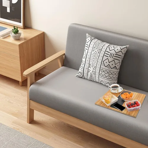 Vista 9 de Numola Bandeja de brazo de sofá, mesa de bandeja para reposabrazos de sofá, mesa ajustable y plegable para aperitivos, alimentos, bebidas, teléfono