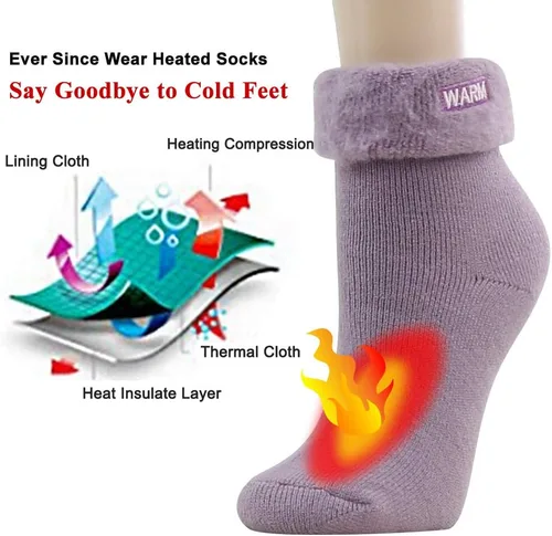 Vista 3 de SUTTOS Women's Winter Warm Slipper Socks, Thermal Thick Cushion Cute Calf Crew Socks 135 Pairs Pack