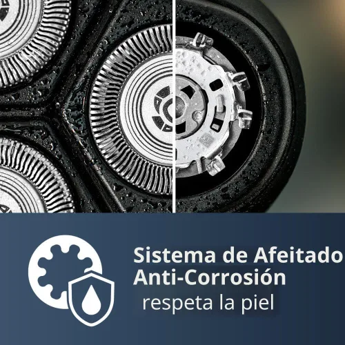 Vista 5 de Philips Norelco Shaver 3900 Series, afeitadora eléctrica húmeda y seca, P-Cap, estuche de viaje, soporte de carga, azul tormenta, modelo S3341/92