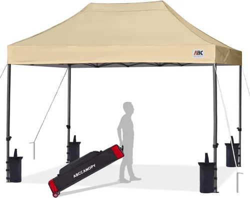 Vista 9 de ABCCANOPY Toldo Desplegable – Carpa/Toldo Portátil para Patio Exterior de 8 x 8 Pies, Resistente para Patio Trasero y Terraza con 4 Sacos de Arena