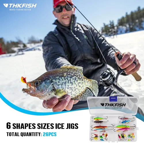 Vista 5 de THKFISH: Señuelos de pesca en hielo, plantillas de pesca en hielo, equipo de pesca en hielo, señuelos duros y plantillas de pesca Walleye, kit