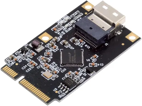Vista 11 de Cablecc NGFF clave A+E PCI Express a SATA 3.0 6Gbps adaptador de doble puerto convertidor tarjeta de extensión de disco duro JMB582 2230