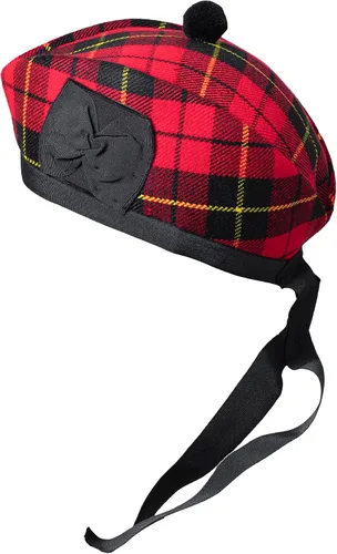 Vista 10 de Gorra Glengarry - Sombrero escocés tradicional, 100% lana, lana acrílica tartán, accesorios para kilts/gaitas, cinta de algodón de poliéster Negro