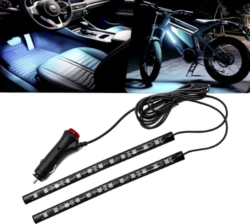 Vista 7 de Luces interiores LED DC 12V luz ambiental para asiento de coche, tira de luz LED DRL tira de luz diurna para coche, luces de atmósfera azul Icyblue