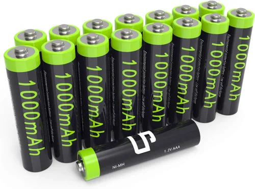 Vista 12 de LP Paquete de baterías recargables AA, paquete de 16 baterías dobles A de alta capacidad de 2300 mAh de 1.2 V NIMH para relojes, controles remotos