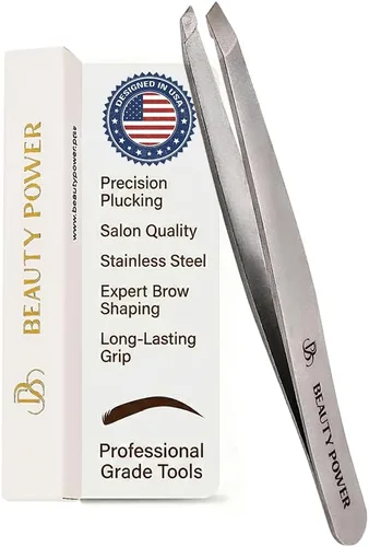 Vista 10 de Beauty Power Pinzas inclinadas de precisión profesional para mujeres, pinzas para hombres y mujeres, pinzas para cejas para cabello encarnado