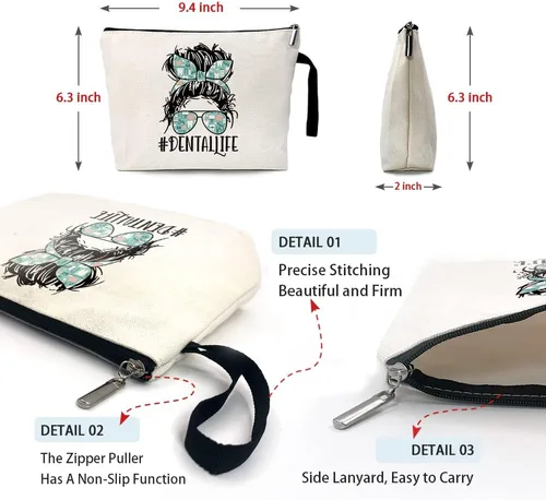 Vista 4 de ZHANTUONE La bolsa de cosméticos hecha de lona no solo es novedosa y única en diseño, sino que también es segura y práctica con una cremallera