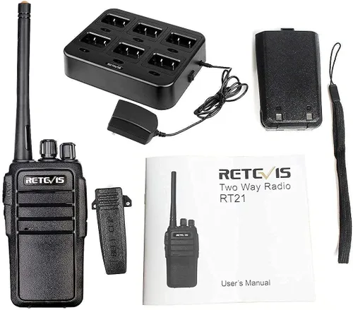 Vista 6 de Retevis RT21 Walkie Talkies para adultos (paquete de 6) con auriculares (paquete de 10), radio de 2 vías manos libres con cargador multibanda