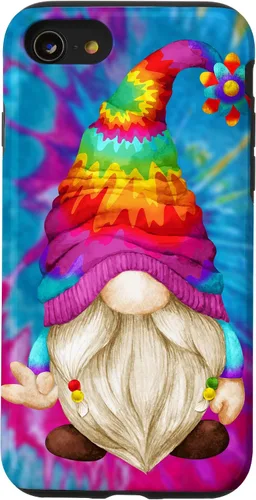 Vista 18 de Funda de gnomo de signo de paz para mujer, diseño de gnomo hippie de teñido anudado para iPhone 16
