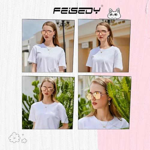 Vista 3 de FEISEDY Gafas de sol polarizadas de gran tamaño para mujer, estilo mariposa, protección UV, B9045