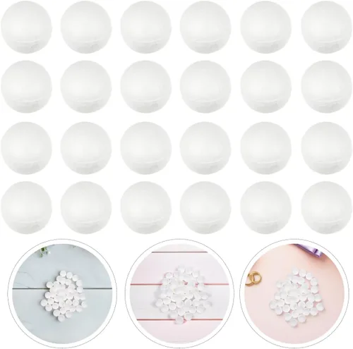 Vista 6 de 500 bolas pequeñas de espuma para manualidades redondas de 0.6 in, bolas lisas blancas para proyectos de suministros de artes y manualidades, boda