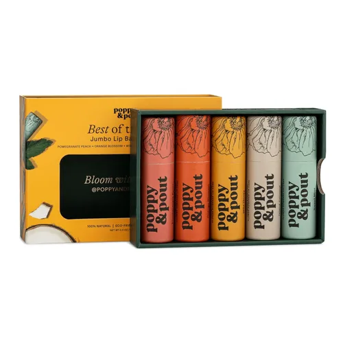 Vista 9 de Paquete de 10 unidades + caja de regalo, bálsamo labial Poppy & Pout 100% natural, tubo de cartón, rellenado a mano, cera de abejas, vitamina E