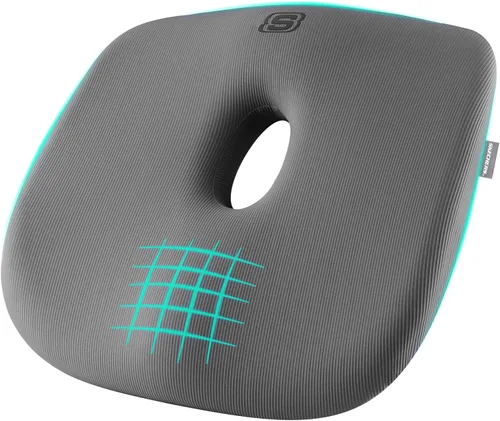 Vista 11 de Skechers Cojín de asiento de espuma viscoelástica, cojín para silla de oficina con forma de dona para aliviar el dolor de coxis, almohada para silla