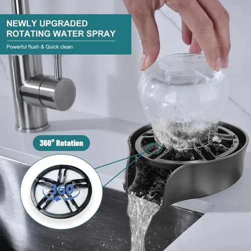 Vista 2 de Enjuagador de Vidrio para Fregadero de Cocina, Enjuagador de Vidrio de Alta Presión con Boquilla Giratoria de 360 Grados con Diseño de Pistola