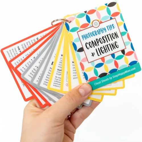Vista 5 de Consejos de fotografía: tarjetas de composición e iluminación Tarjetas de referencia rápida de tamaño bolsillo para principiantes Snap Happy Mom