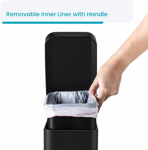 Vista 7 de Home Zone Living 1.3 galones pequeño cubo de basura para baño con tapa y pedal de paso, cesto de basura de acero inoxidable con diseño delgado