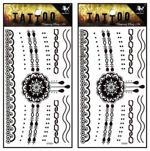 Vista 28 de Tatuajes 2 hojas azul rosa serpiente dragón calavera ala temporal tatuajes arte corporal pegatinas falsas impermeables extraíbles