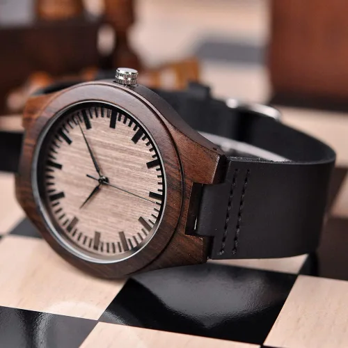 Vista 7 de Reloj de pulsera en madera con mensaje gravado personalizado para hombre, regalo para esposo, novio, padre, hijo, familiares y amigos