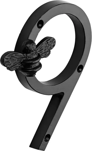 Vista 6 de Brass bee Número de casa con diseño de abeja Placa moderna de 5 pulgadas para letreros de puerta Números de dirección de casa de calle, metal