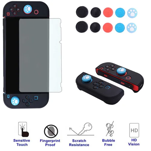 Vista 5 de COMCOOL Dockable Case for Nintendo Switch 3 in 1 Protective Cover Case for Nintendo Switch and Joy-Con Controller with Screen Protector and Thumb