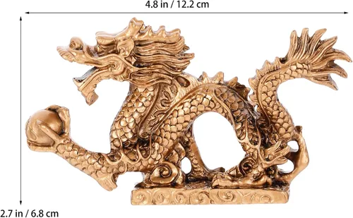 Vista 2 de BESPORTBLE Escultura de dragón chino de resina, estatua de dragón oriental, escritorio, estatuilla de Fengshui, decoración de arte para el hogar