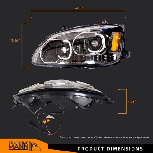 Vista 4 de Conjunto de par de faros delanteros LED completos Blackout para camiones semi Kenworth T660 170 T270 T370 T660 T700 2008-2019 DRL Halo Secuencial