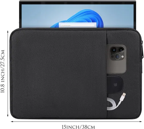 Vista 2 de Funda para monitor portátil de 15.6 pulgadas, funda de transporte para la mayoría de monitores portátiles de 15.6 a 16.1 pulgadas con bolsillo Negro