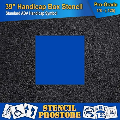 Vista 3 de Plantillas de pavimento – Caja de 48 pulgadas – Caja de fondo para plantillas para discapacitados – (se adapta a 39 pulgadas de hándicap) – 48 x 48