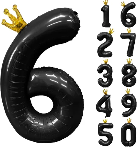Vista 300 de Globos gigantes de helio de aluminio de 40 pulgadas, color negro, globos digitales grandes del número 0 para decoración de fiesta de cumpleaños