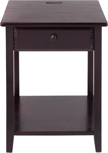 Vista 4 de Casual Home Owl - Mesa de noche blanca con puerto USB